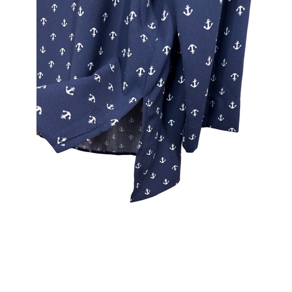 Lila Rose Womens‎ Top Large Navy Blue Anchor Blouse Coastal Sailor Nautical Work - Picture 6 of 6